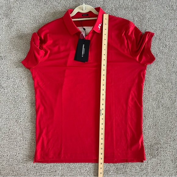 J. Lindeberg NEW Men's XL Regular Fit KV Golf Tech Jersey Polo Barbados Cherry - Picture 6 of 8
